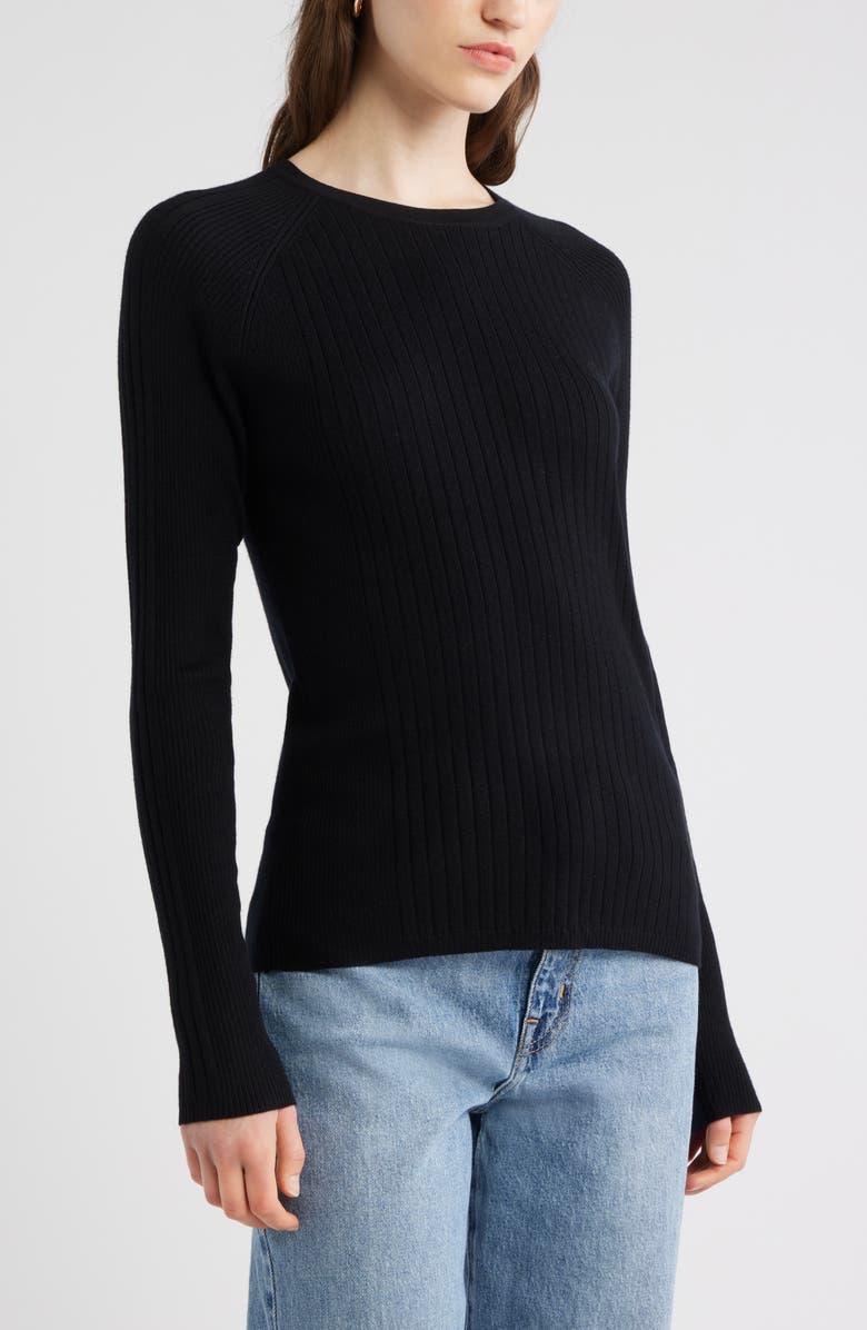 Nordstrom Rib Wool Blend Sweater, Alternate, color, Black