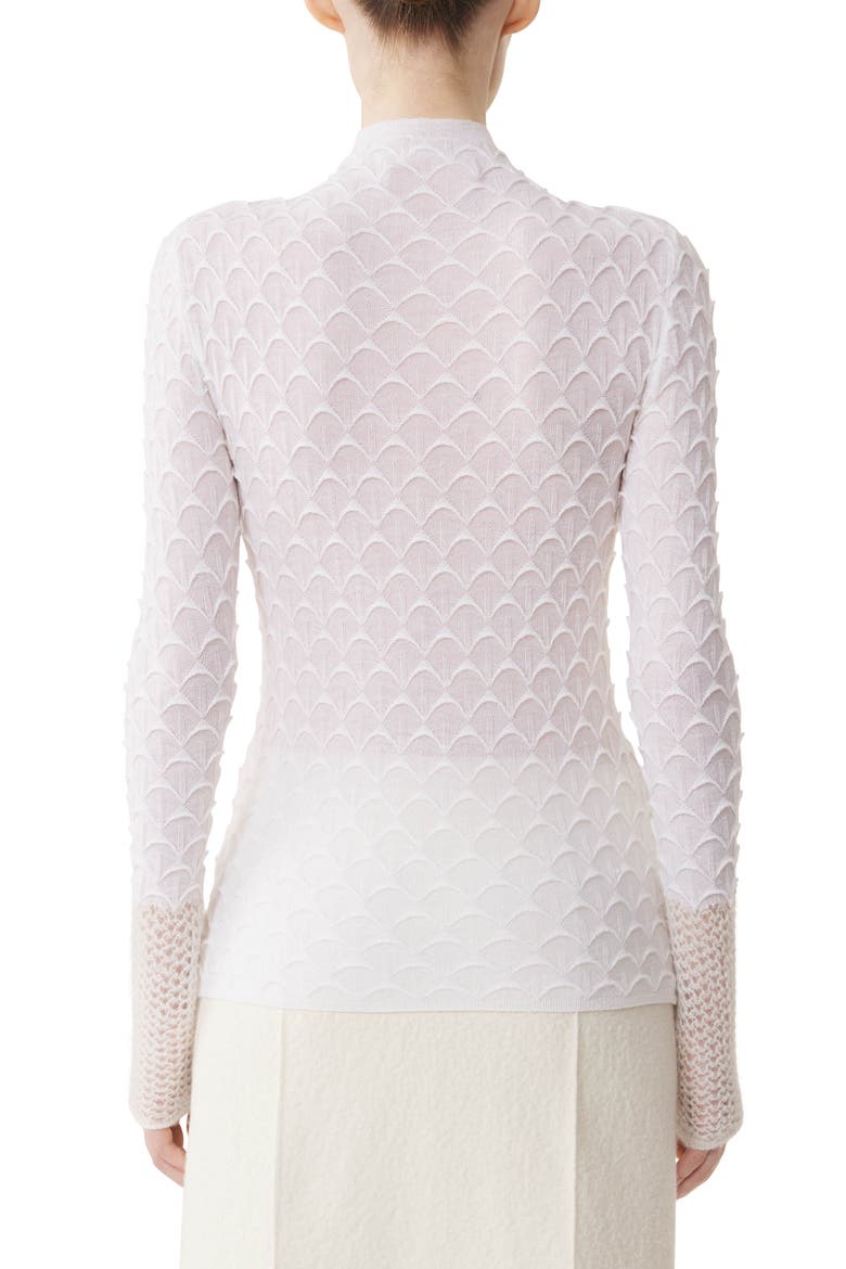 High-Neck Top In Wool And Mohair, Alternate, color, Moon