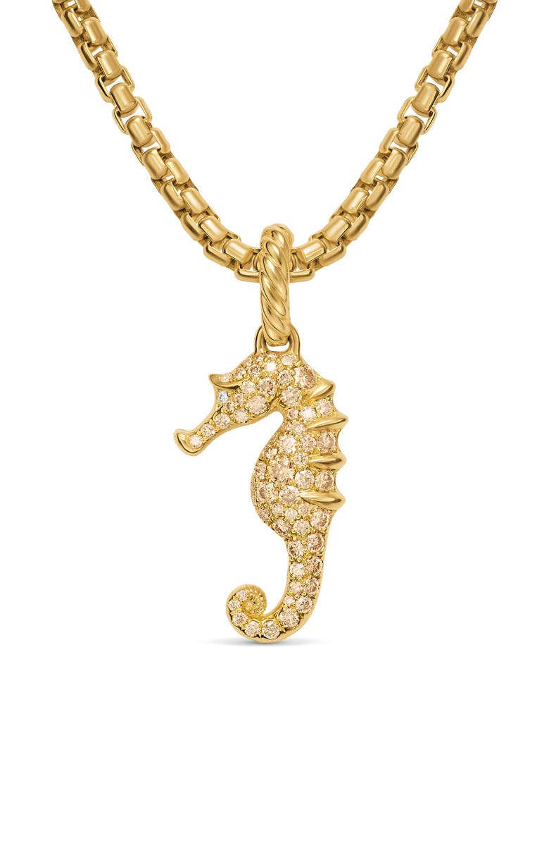 David Yurman Seahorse Amulet in 18K Yellow Gold with Cognac Diamonds & Diamonds, 22mm, Alternate, color, Gold