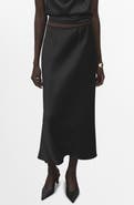 MANGO Satin Midi Skirt
