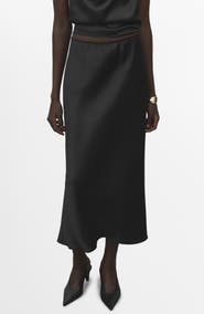 MANGO Satin Midi Skirt