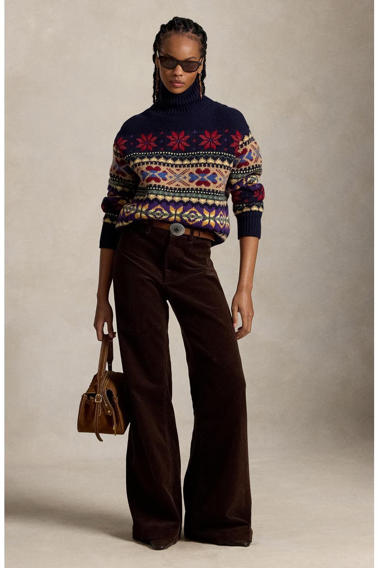 Wide Leg Stretch Cotton Corduroy Pants, Alternate, color, BROWN