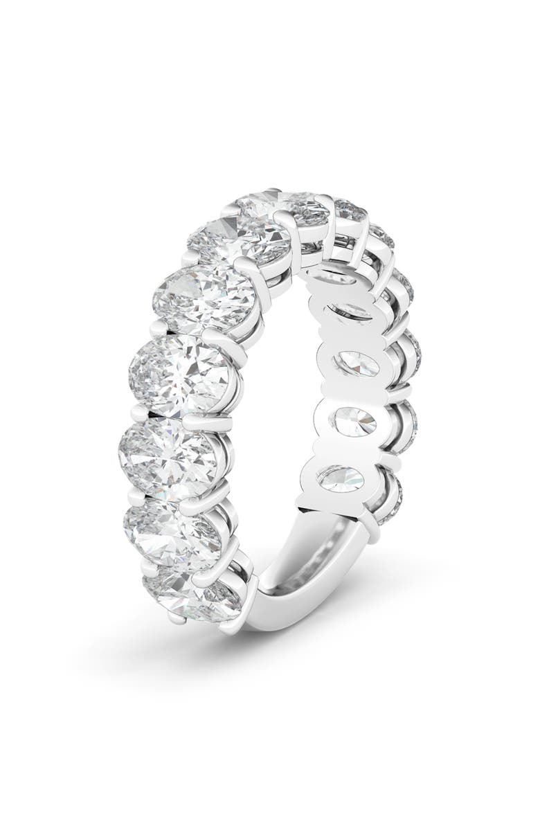 HauteCarat Oval Cut Lab Created Diamond Eternity Band, Main, color, White Gold