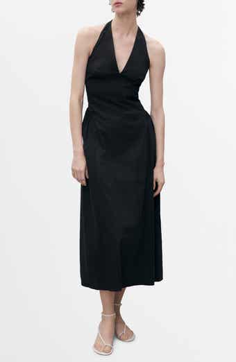 MANGO Cotton Blend Halter Midi Dress