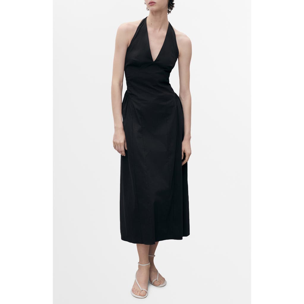 Mango Cotton Blend Halter Midi Dress