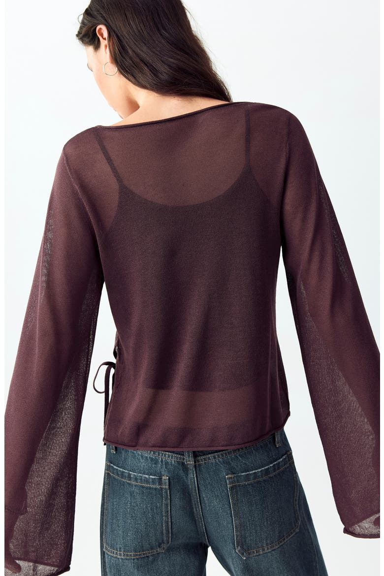 Bow Detail Boat Neck Sweater, Alternate, color, BURGUNDY
