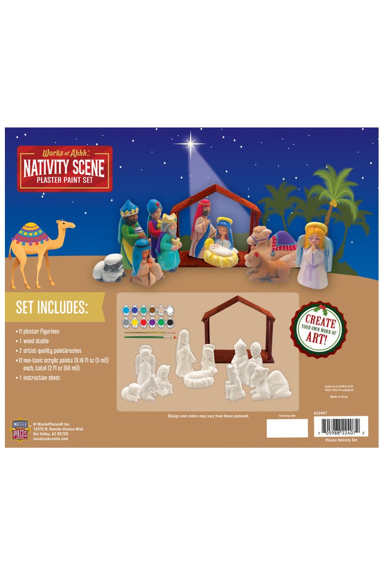 Nativity Scene Plaster Paint Set, Alternate, color, Multicolor