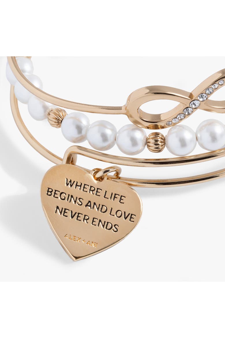 Family Bangle Set of 3, Alternate, color, Gold