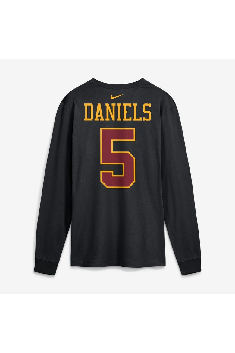 Men's Nike Jayden Daniels Black Washington Commanders Name & Number Long Sleeve T-Shirt, Alternate, color, Black