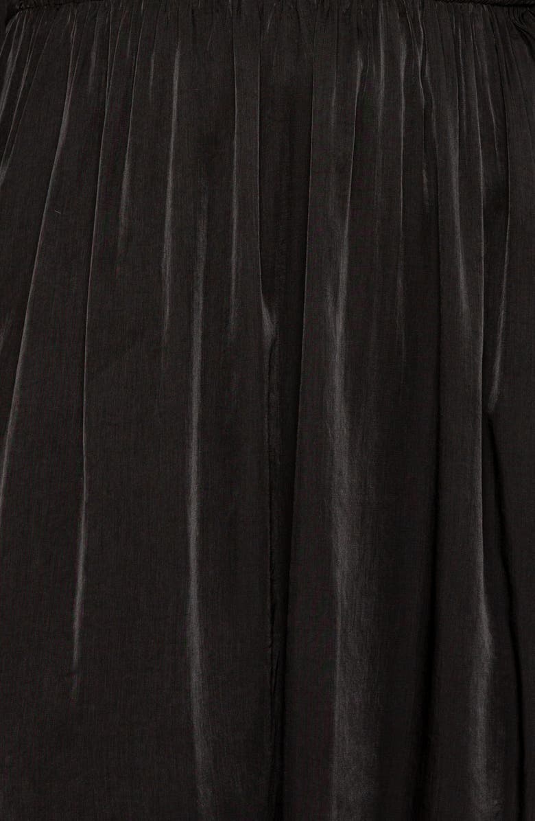 BUXOM COUTURE Smocked Long Sleeve Satin Dress, Alternate, color, Black