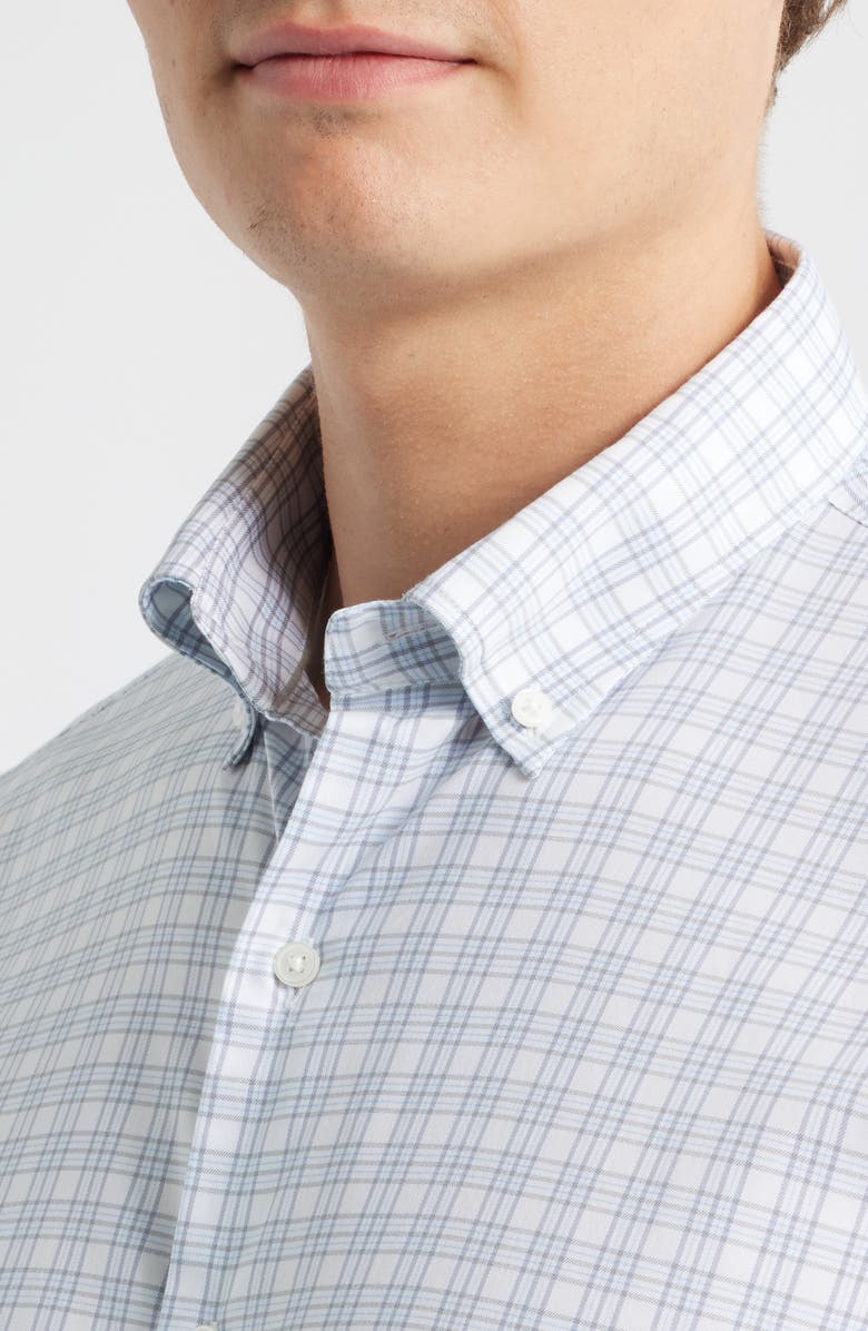 Peter Millar Douglas Crown Lite Check Performance Twill Button-Down Shirt, Alternate, color, Gale Grey