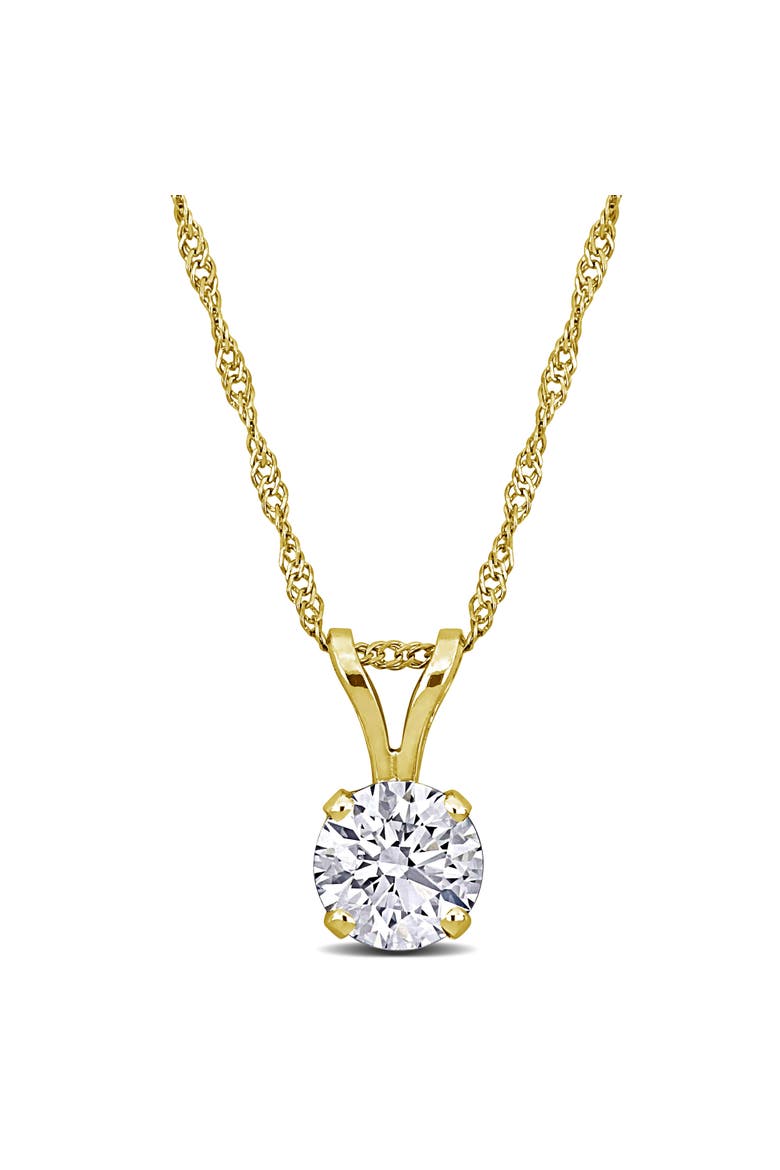 Certified Lab-Grown Diamond Solitaire Necklace 14k, Main, color, Yellow Gold