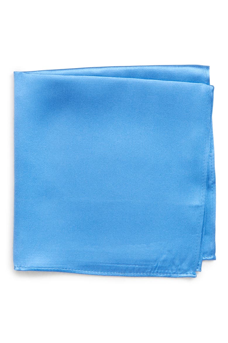 Solid Silk Pocket Square, Main, color, BLUE
