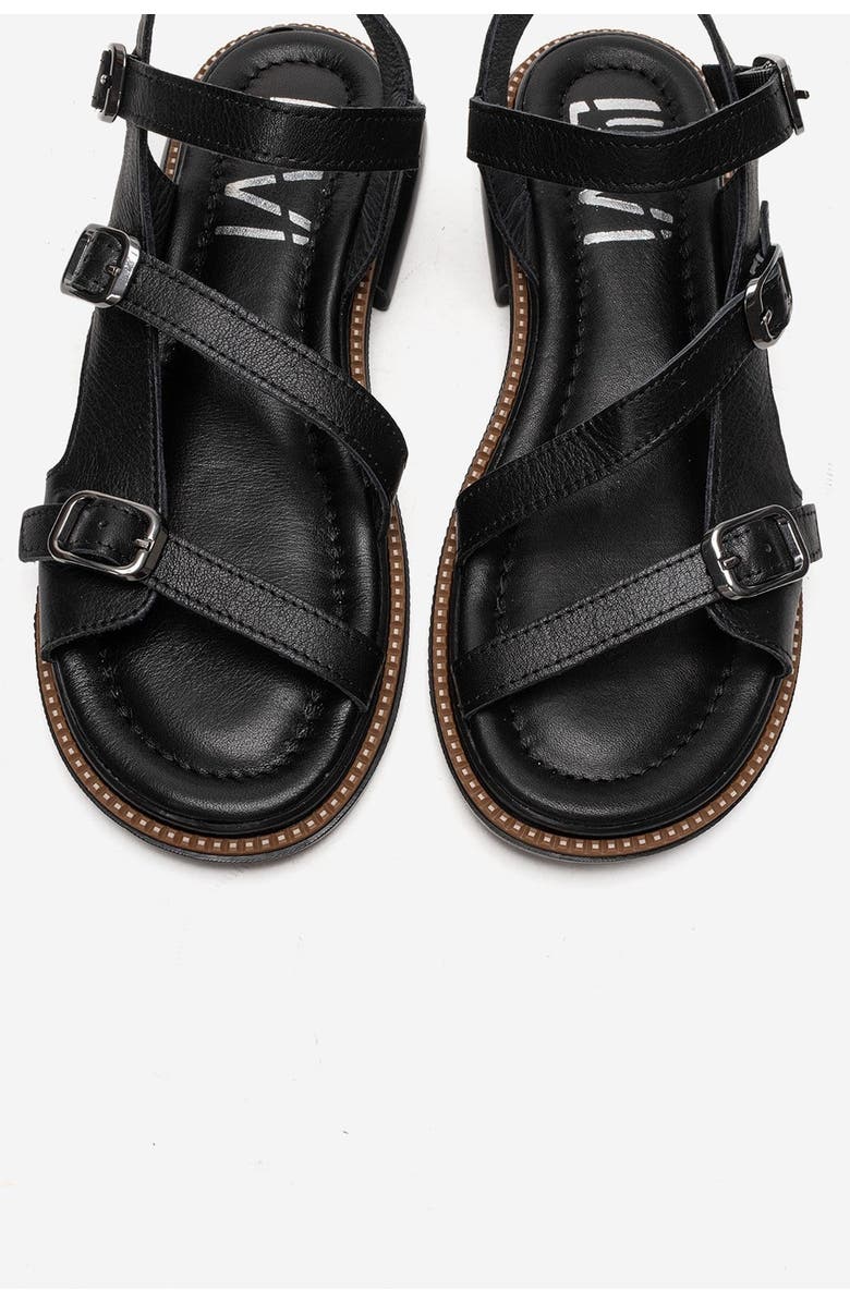 Forever & Always Shoes Morez Leather Sandal, Alternate, color, Black