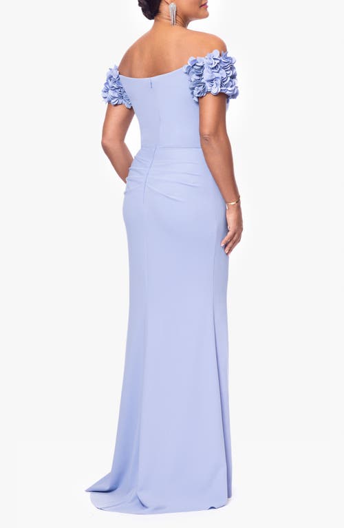 Xscape Evenings Ruffle Scuba Gown In Periwinkle