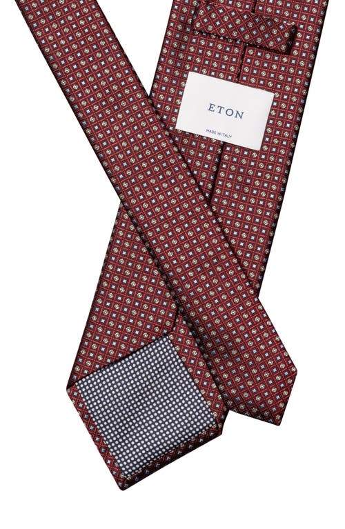 Eton Micro Geometric Silk Tie In Red