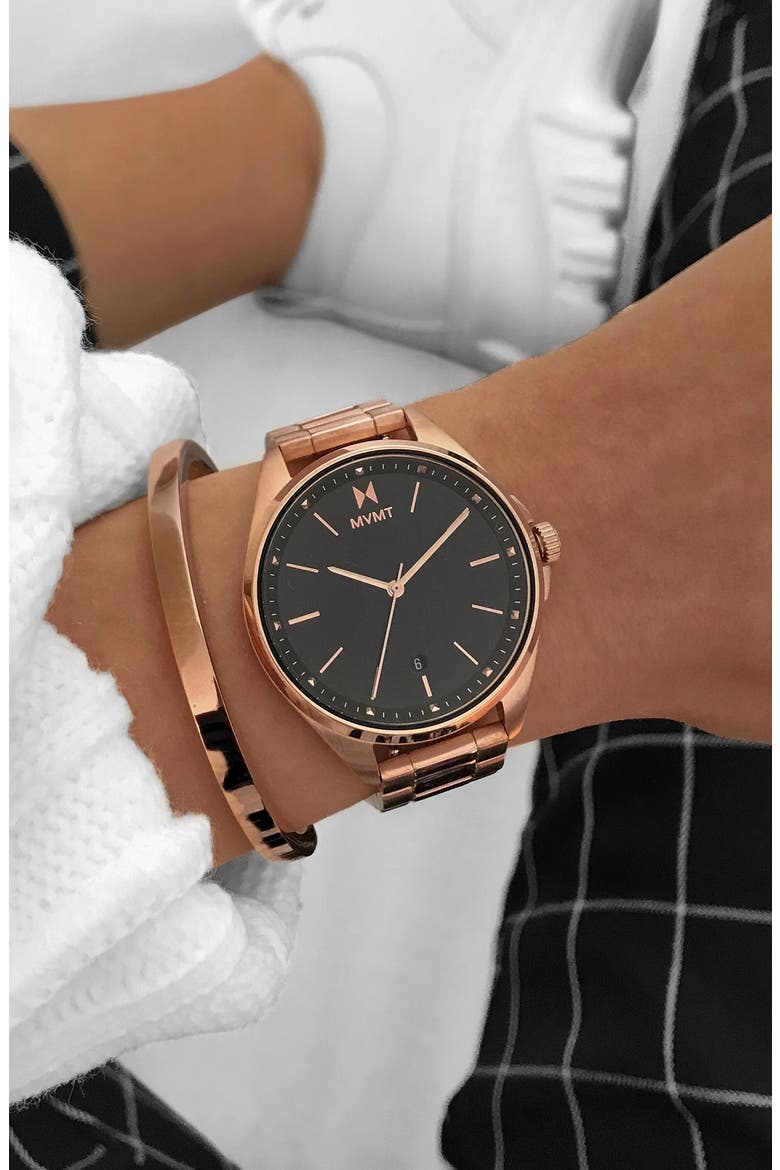 MVMT Coronada Bracelet Watch, 32mm, Alternate, color, ROSE GOLD/ BLACK/ ROSE GOLD