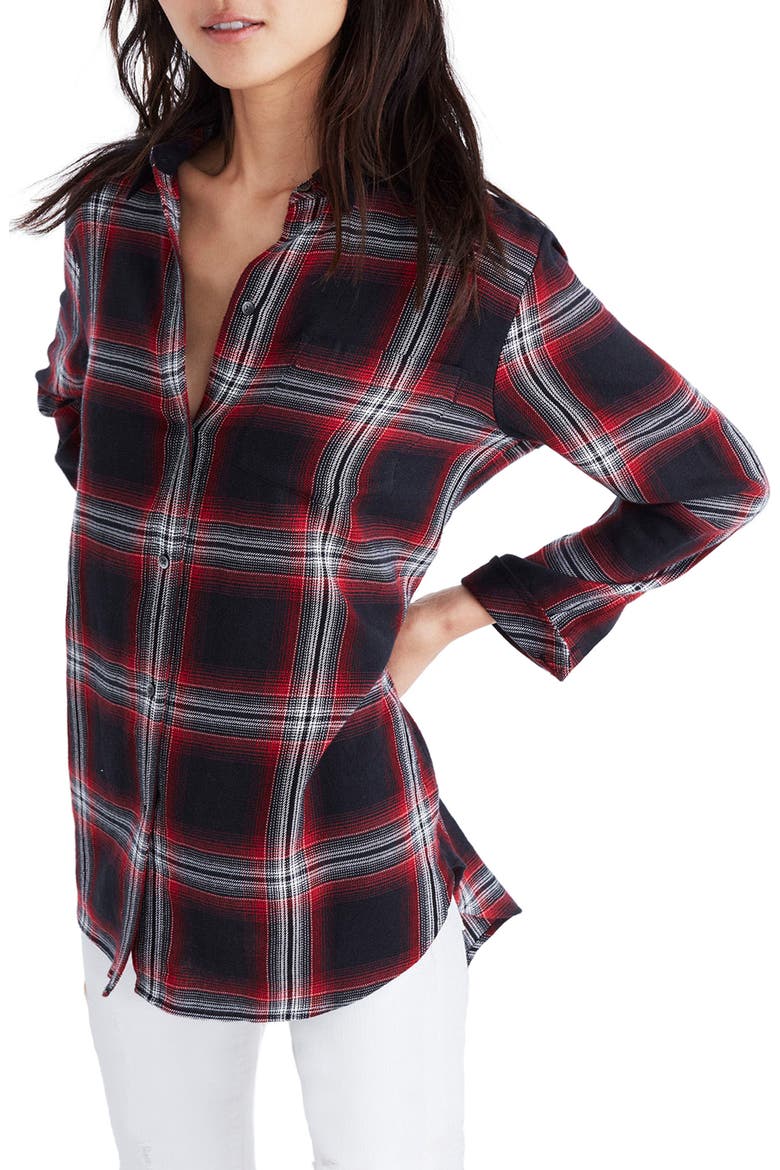Classic Ex-Boyfriend Shirt, Main, color, GRUNGE PLAID TRUE BLACK