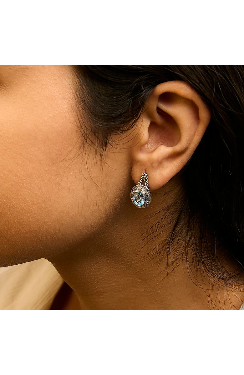 Haus of Brilliance Sterling Silver Oval Blue Topaz and Diamond Accent Twist and Halo Drop Earrings, Alternate, color, Silver
