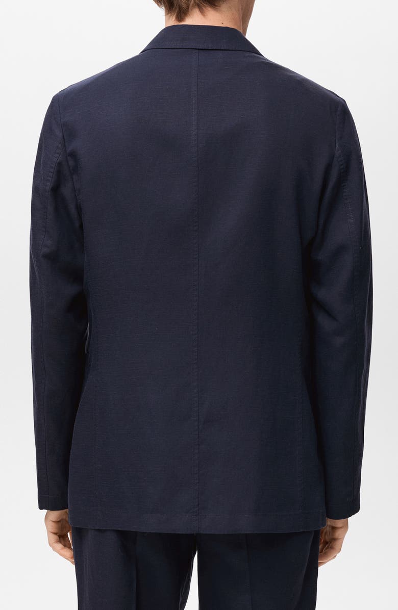MANGO Slim Fit Slub Lyocell & Linen Suit Jacket, Alternate, color, Navy