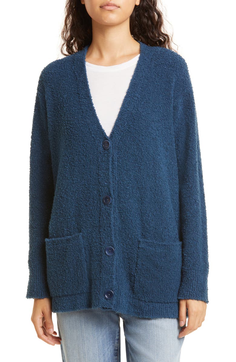 Eileen Fisher Organic Cotton Blend Bouclé Cardigan, Main, color,
