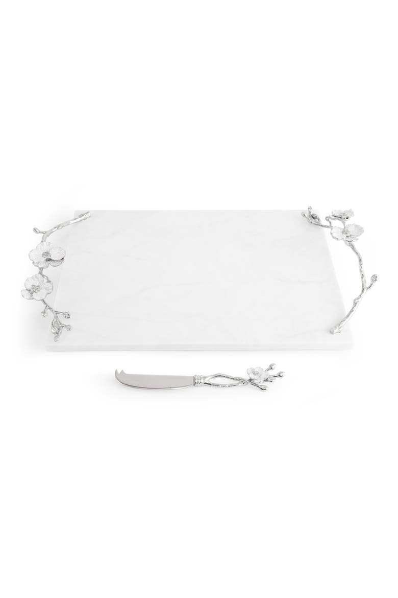 Orchid Cheese Board with Knife, Alternate, color, SILVER