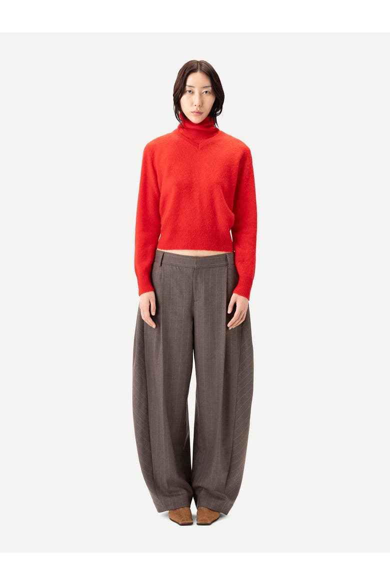 Dual-Collar Cashmere Sweater, Alternate, color, fiery red