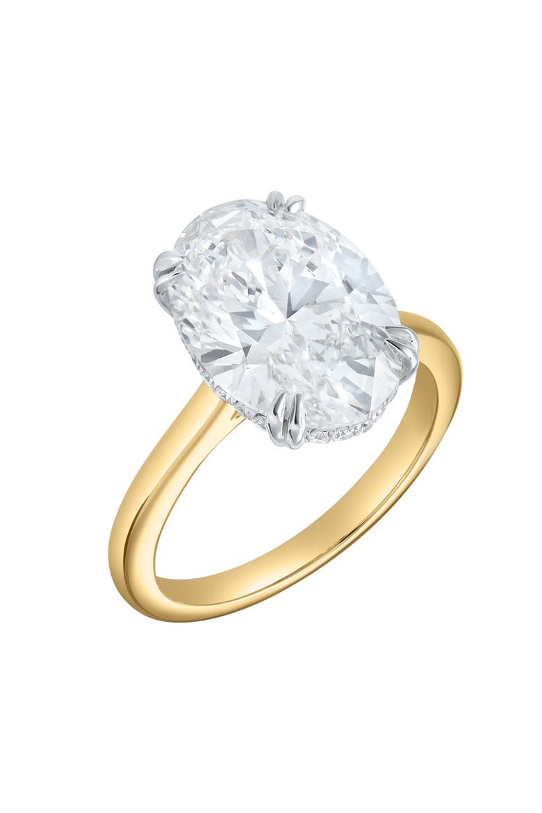 Evania 14K Gold Oval Cathedral Lab Grown Diamond Hidden Halo Engagement Ring - 5.15 Cts, Alternate, color, 14K Yellow Gold