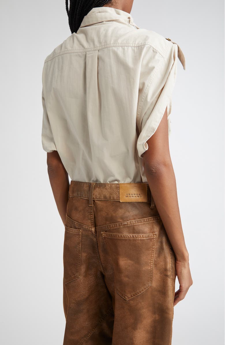 Isabel Marant Étoile Nemia Buckle Detail Cotton Blend Top, Alternate, color, Ecru