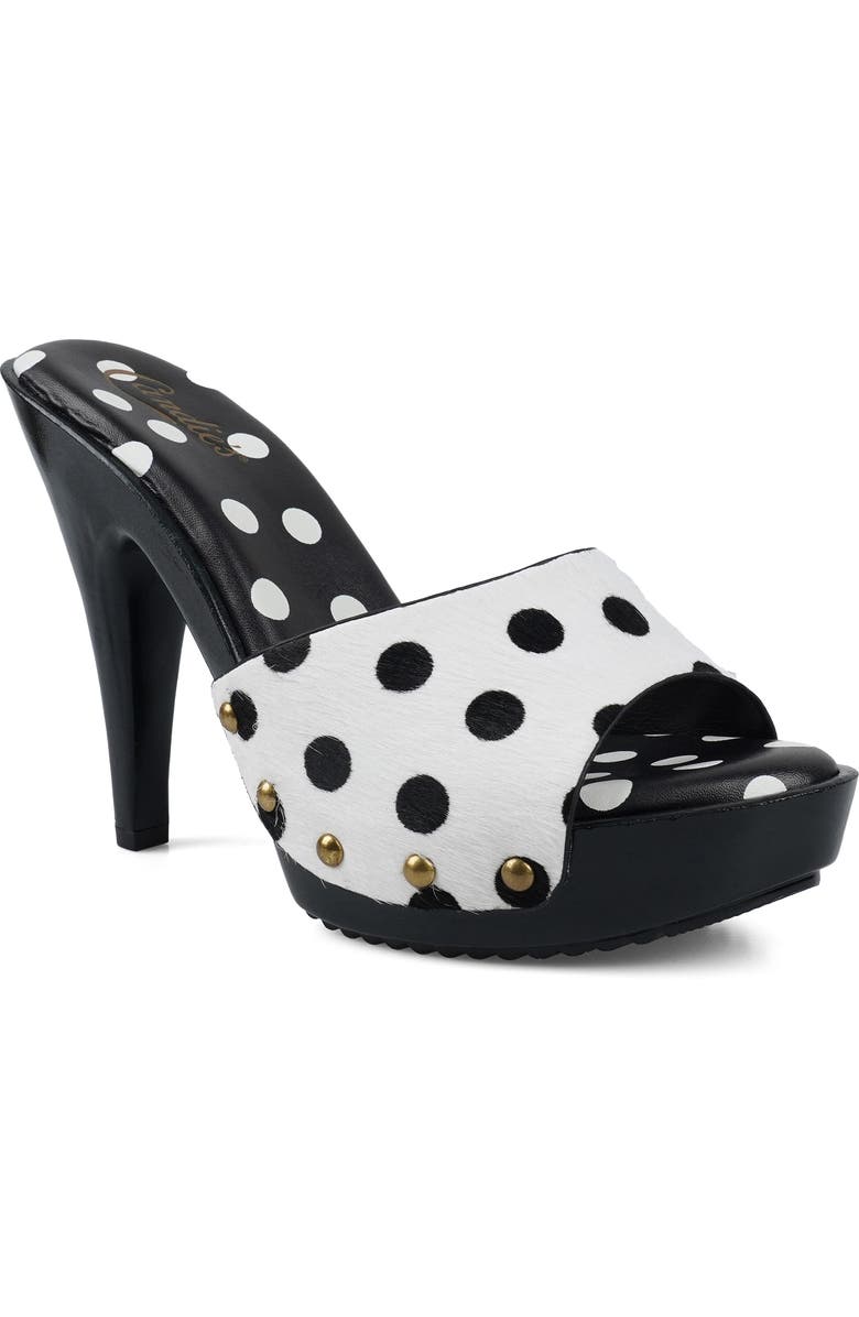 Candie's Love Genuine Calf Hair Platform Sandal, Main, color, Black Dot