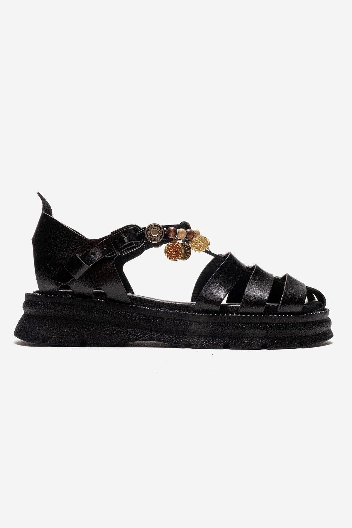 Forever & Always Shoes Solis Leather Beaded Sandal, Alternate, color, Black