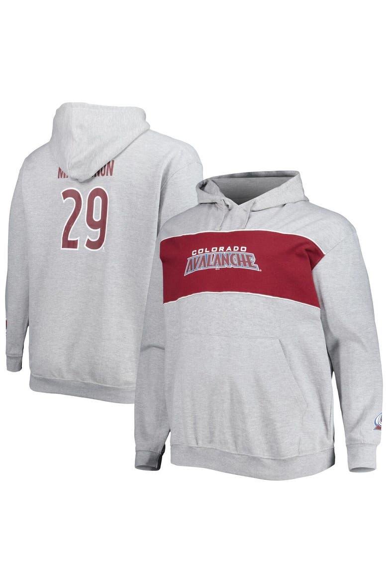 Men's Nathan MacKinnon Heather Gray Colorado Avalanche Big & Tall Player Pullover Hoodie, Alternate, color, Heather Gray