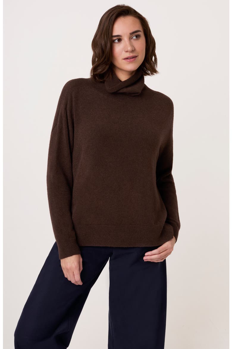 Slouchy Roll Neck Jumper, Alternate, color, Chocolate