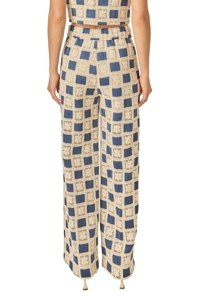 Embroidered Wide Leg Pants, Alternate, color, NAVY