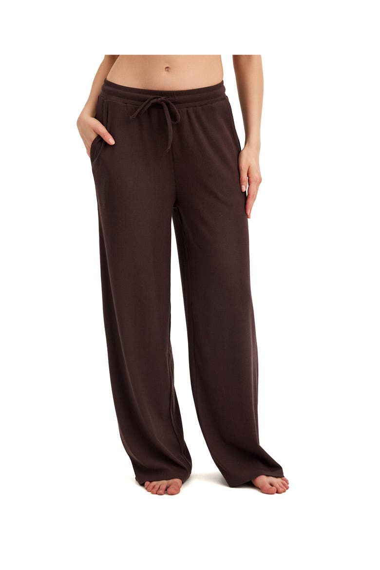 Summer Lounge Ribbed Wide Leg Pant, Main, color, Brown