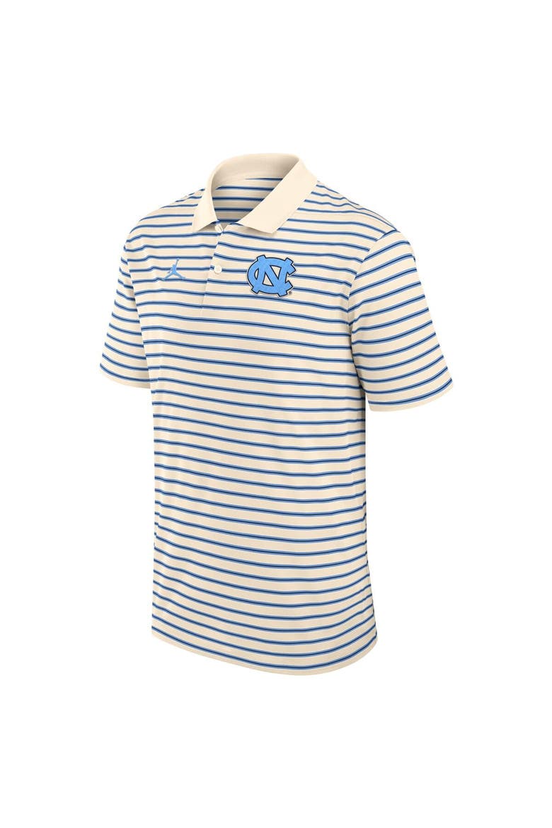 Men's Jordan Brand Tan/Carolina Blue North Carolina Tar Heels Primary Logo Striped Dri-FIT Polo, Alternate, color, Tan