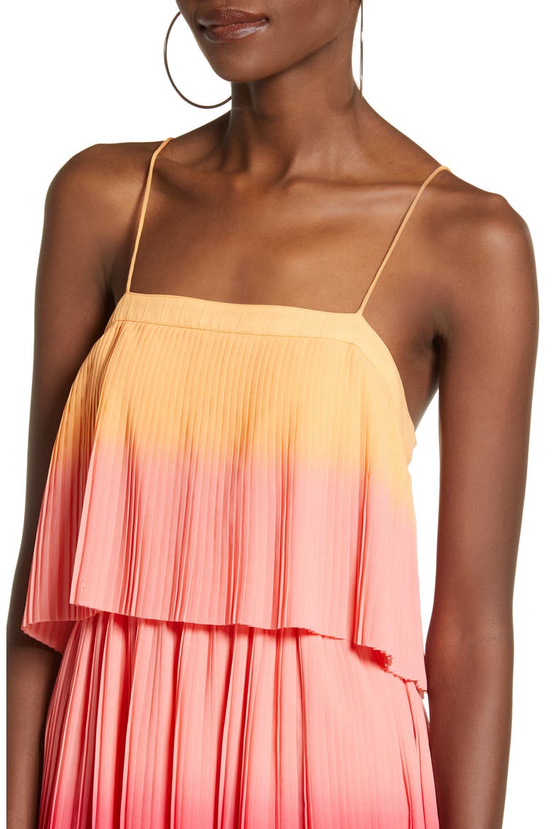 Pleated Sundress, Alternate, color, OMBRE CORAL WASH