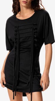 Desigual Open Back Cotton Blend Mini T-Shirt Dress
