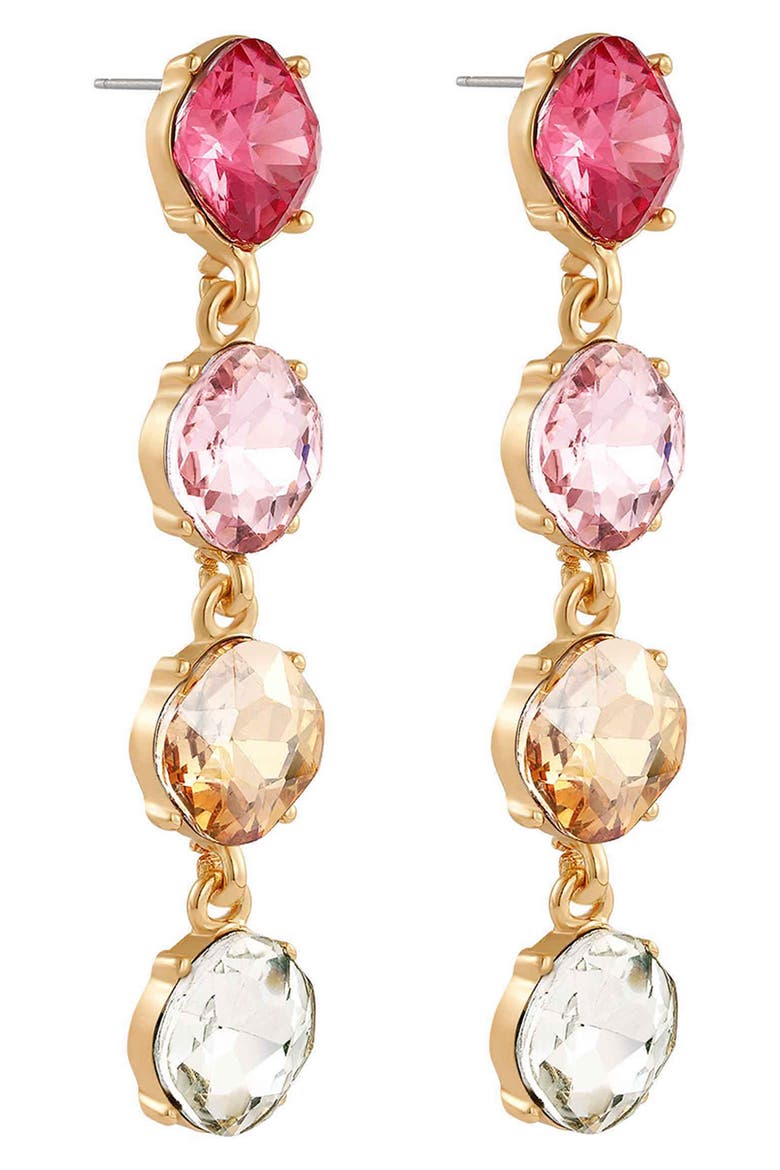 Four the Money Crystal Drop Earrings, Alternate, color, PINK
