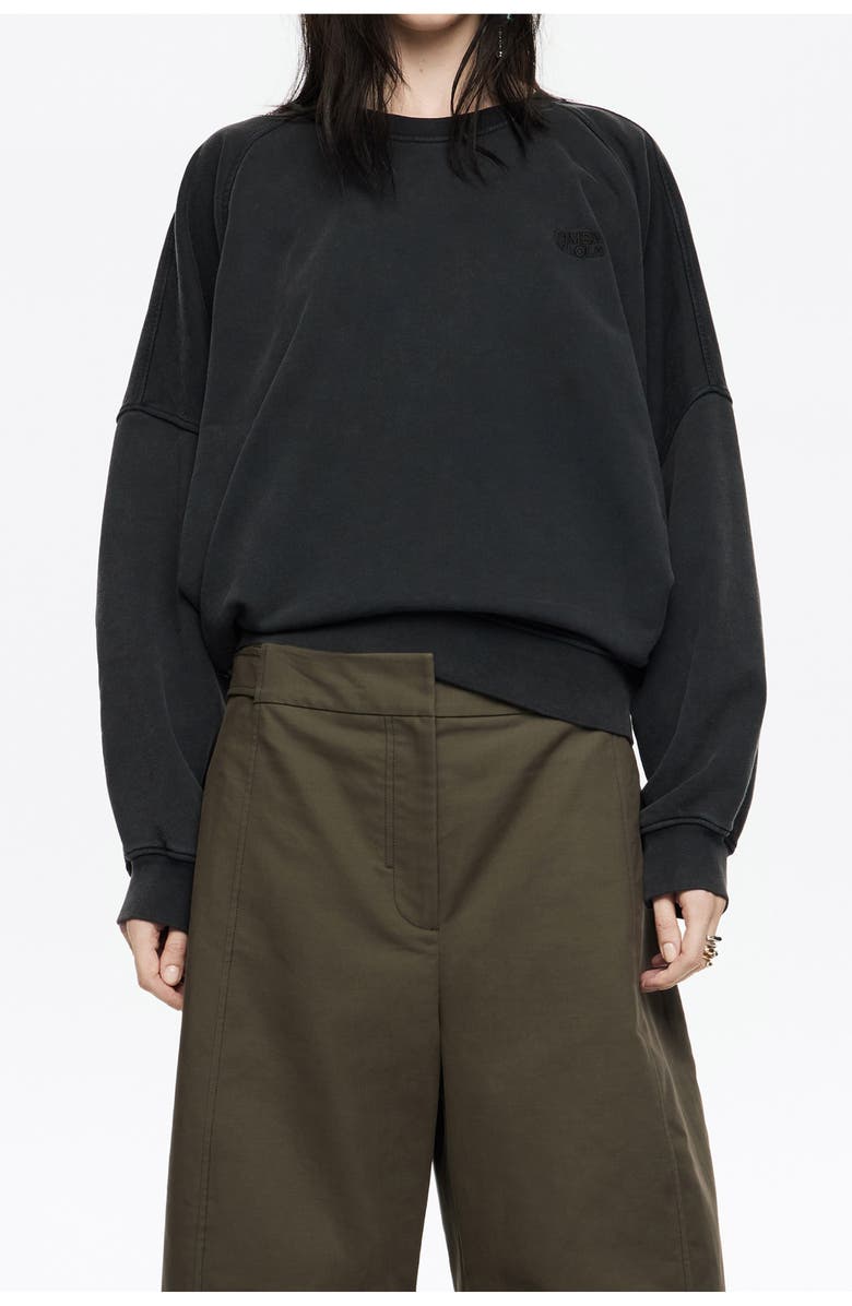 Bimba y Lola Embroidered Logo Balloon Sweatshirt, Main, color, Washed Black