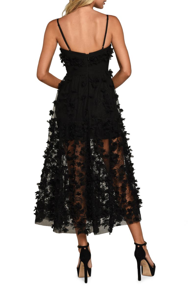 Audrey Floral Appliqué Cocktail Dress, Alternate, color, BLACK