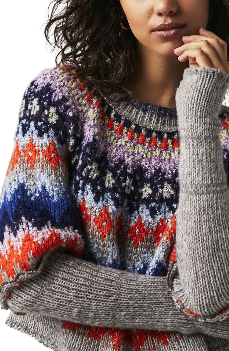 Free People Home for the Holidays Juliet Sleeve Sweater, Alternate, color, 