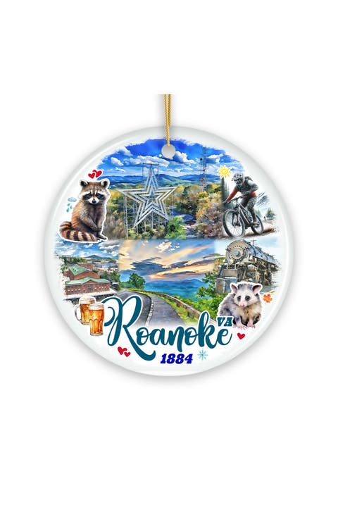 Roanoke Virginia Mountain Town Round Ceramic Ornament