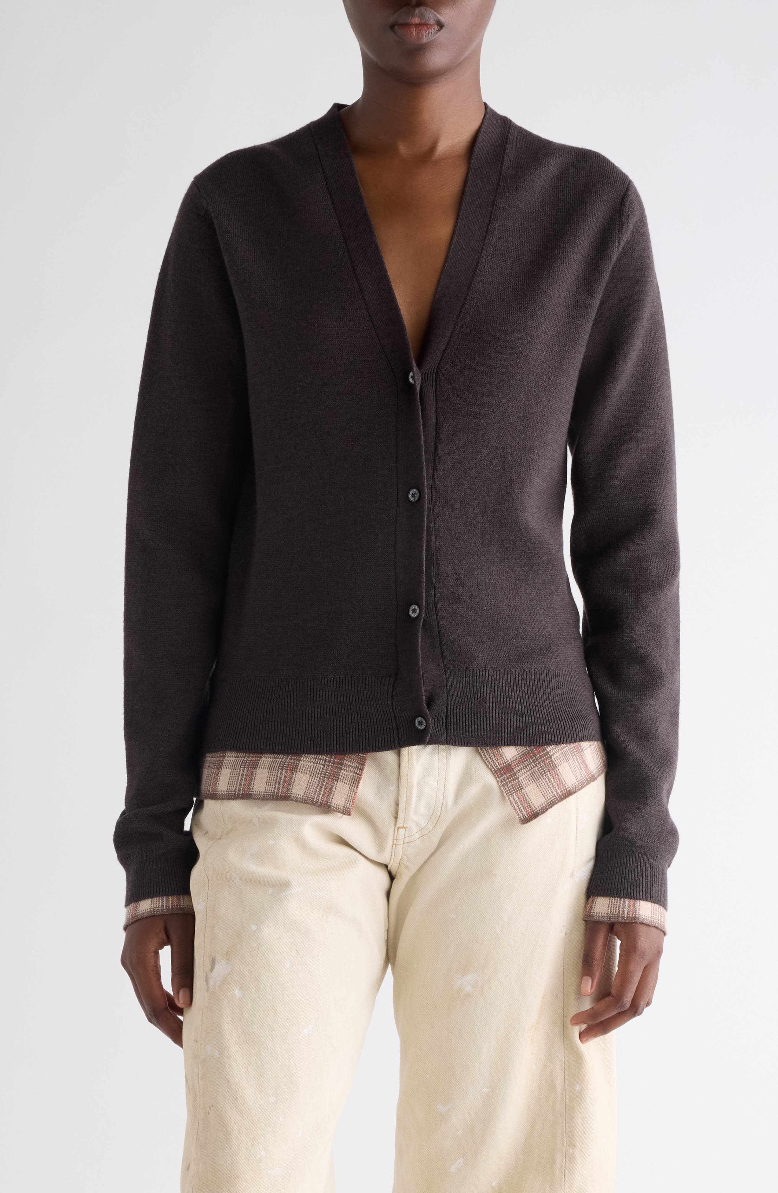 Prelayered Wool Cardigan