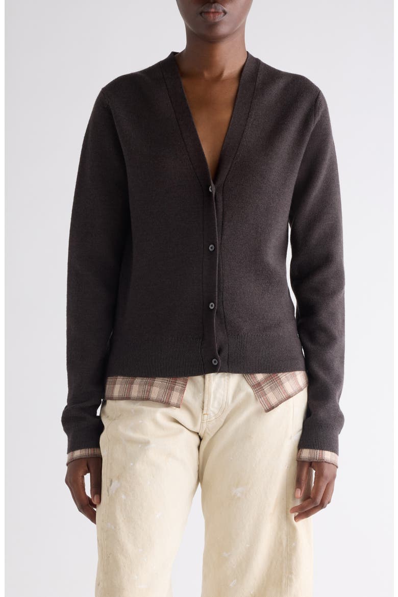 Prelayered Wool Cardigan, Main, color, DARK BROWN