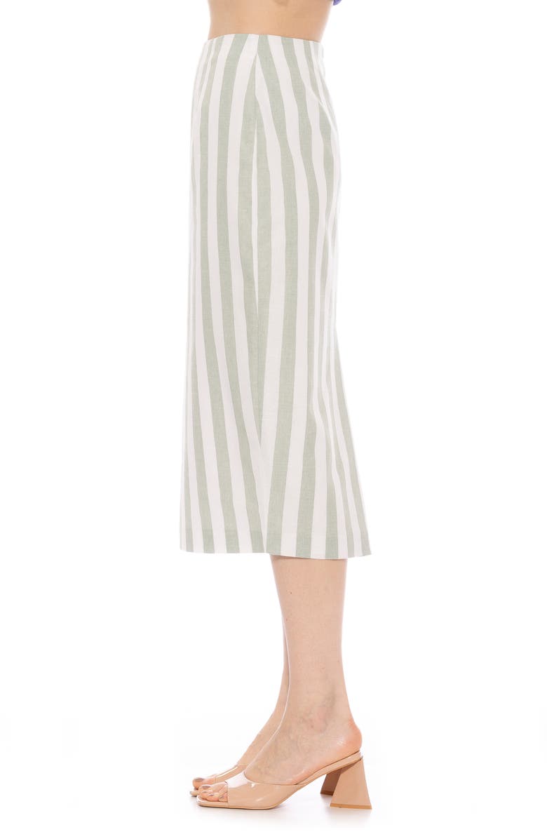 Alexia Admor Jacki Stripe Linen Midi Pencil Skirt, Alternate, color, Green Stripe