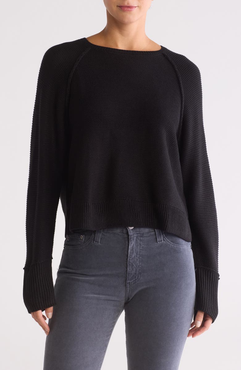 Adrianna Papell Exposed Seam Sweater, Main, color, Black