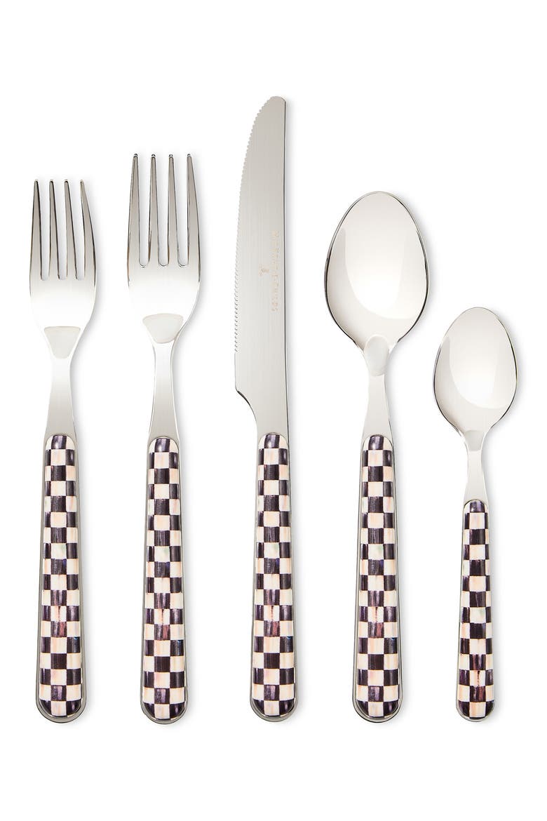 Courtly Check Bistro 5-Piece Place Setting, Main, color, BLACK