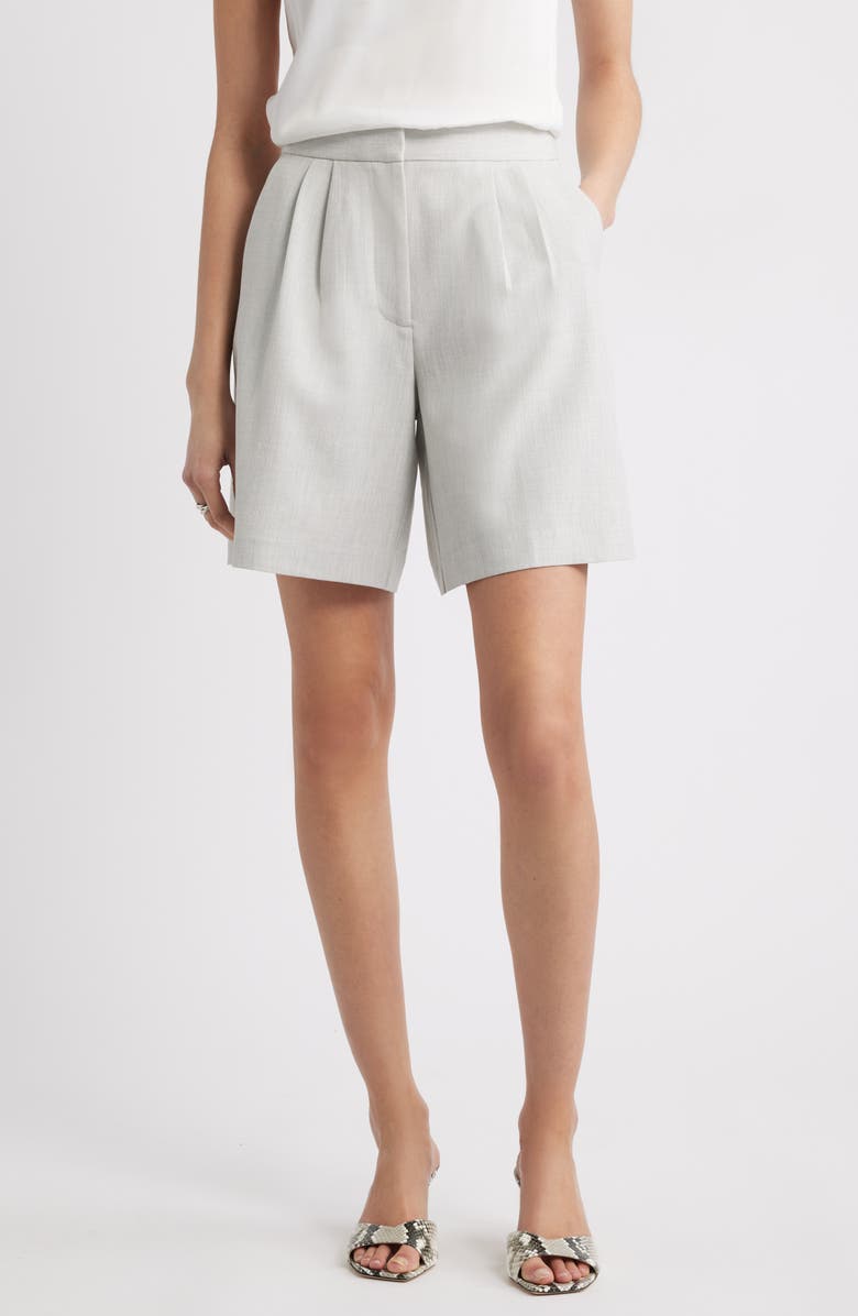 Nordstrom Pleat Front Trouser Shorts, Main, color, Grey Light Heather