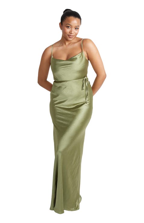 Cami Cowl Front Satin Bridesmaid Dress